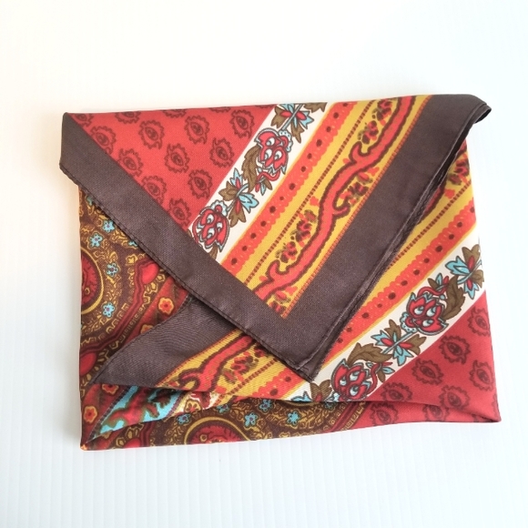 The Limited Silk Scarf Medallion Orange Turquoise Brown Cream Gold NWT - Picture 3 of 8